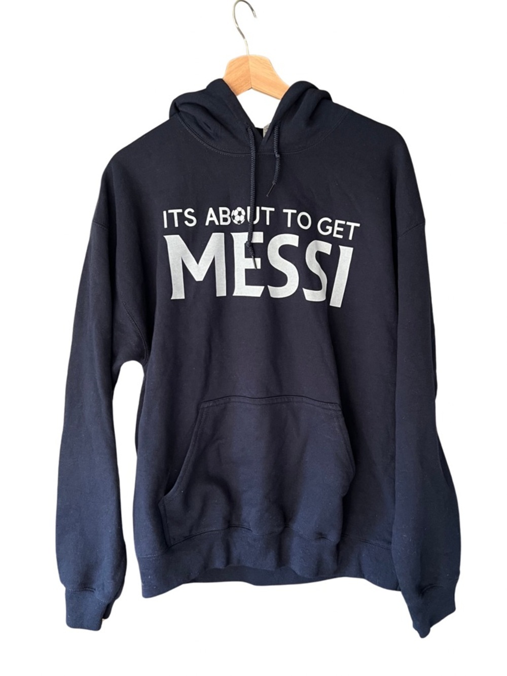 MESSI Argentina Soccer Hoodie Navy Sweatshirt - Large - World Cup
